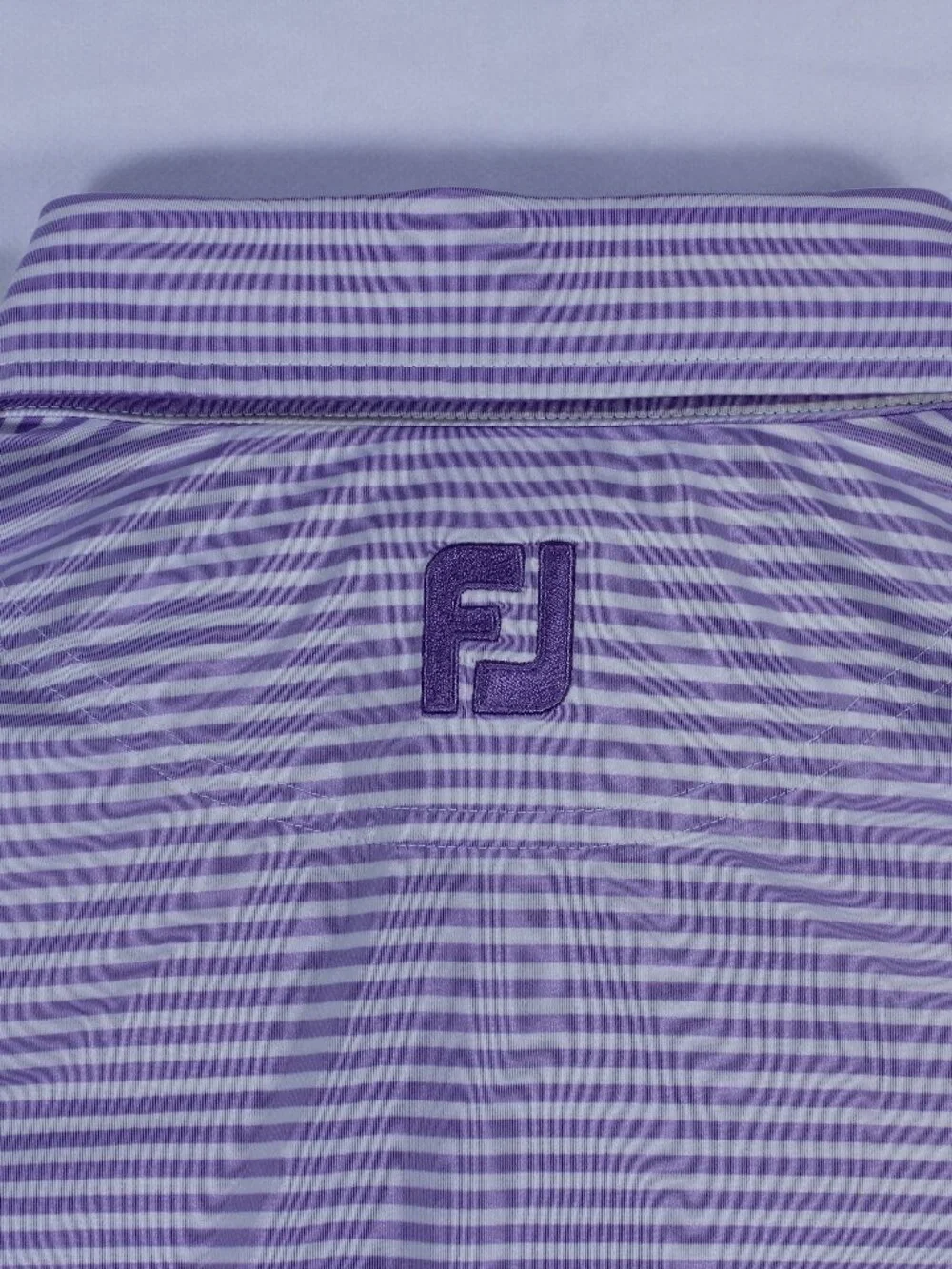 FootJoy (FJ) Men's Performance Golf Polo – Size L – Purple and White Stripes - Picture 5 of 9